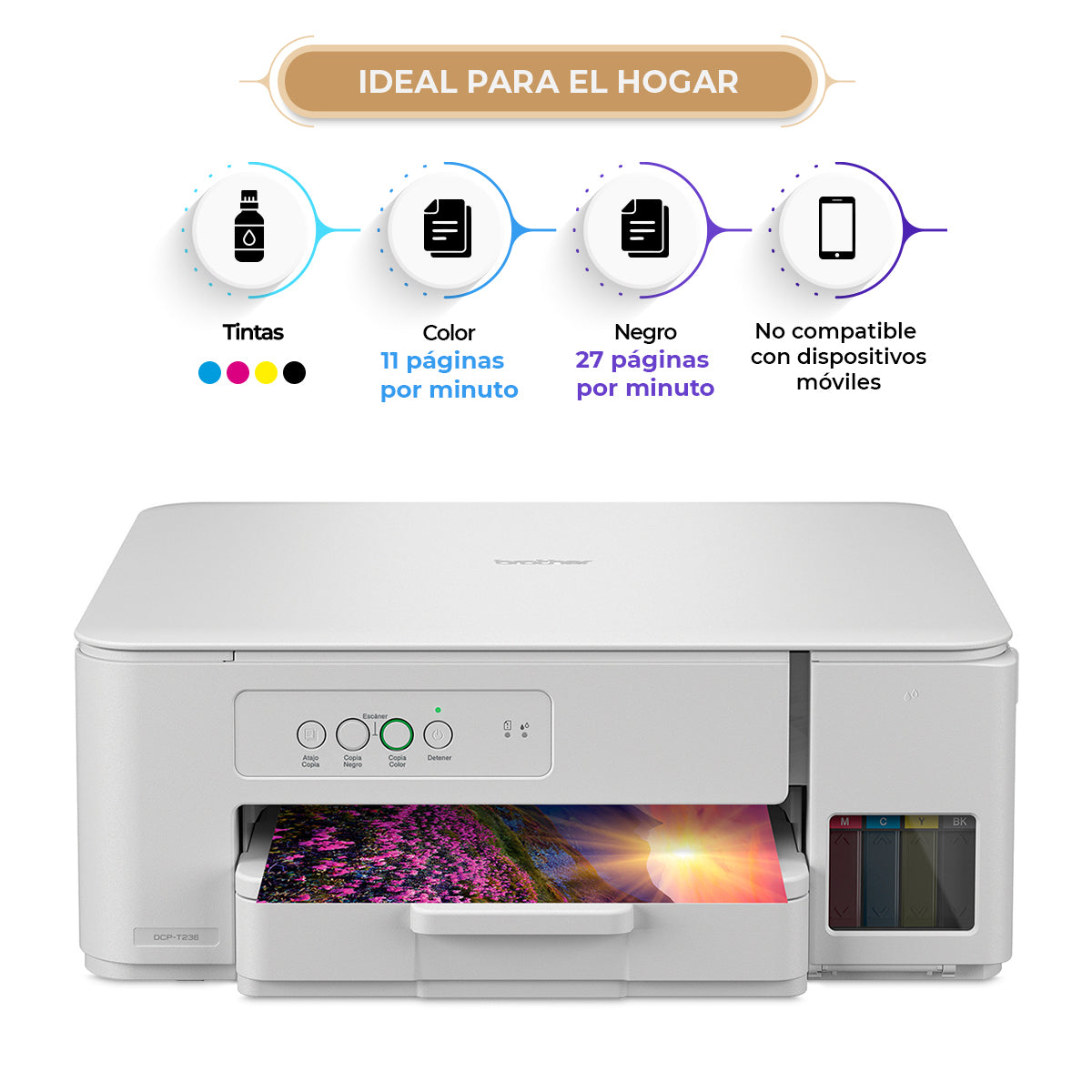 Multifuncional Brother DCP-T236 A Color USB Inyección de Tinta